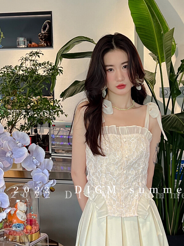 [digm] design sense stitched lace embroidered slim shirt 1555-1# zxx