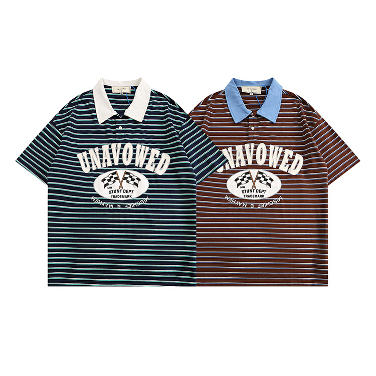 [the unaved] Unisex personalized Striped Polo 3002# ZZL
