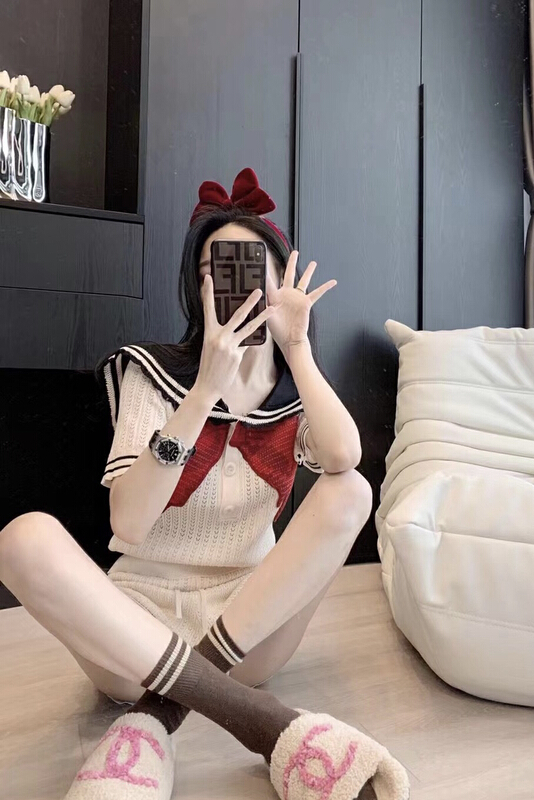 [Tutu] heavy industry bow sea military style shirt + casual Shorts Set c801# zxx