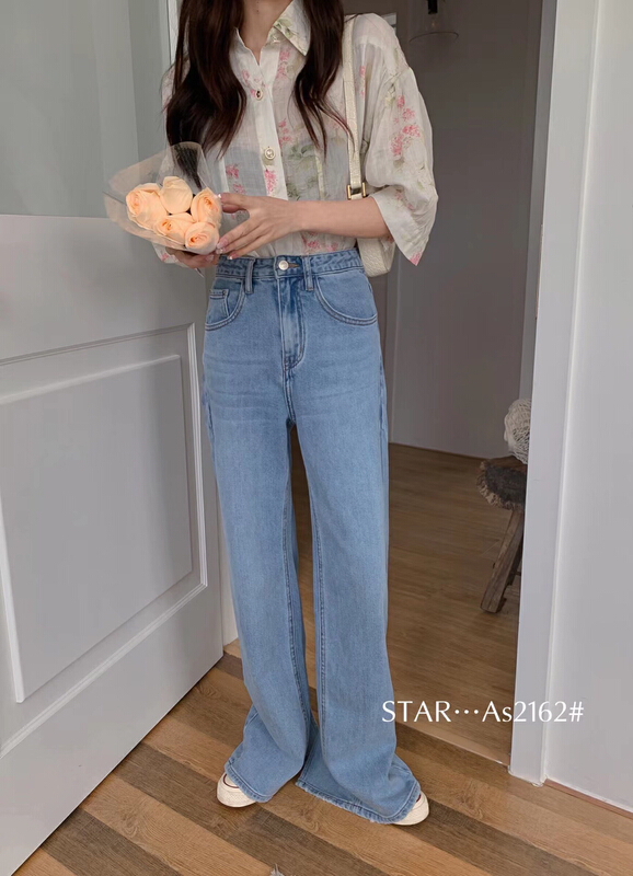 Original price 111.97! New year in early spring! [star] slit versatile straight jeans 2162# CLS