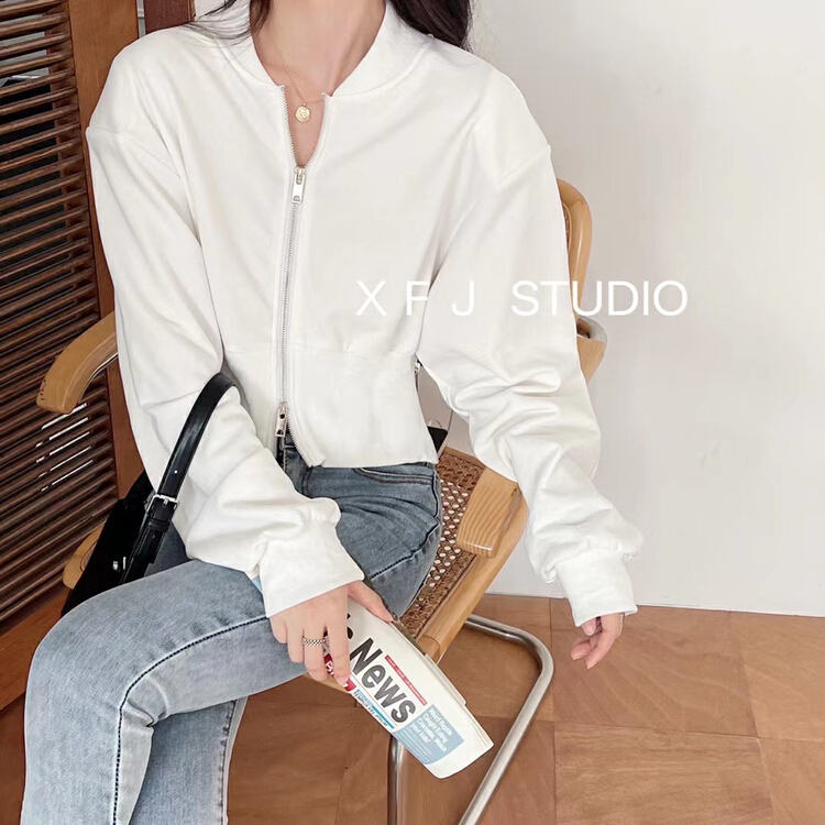 [Xiaofan family] zipper comfortable and versatile loose knit cardigan 6062# LJF