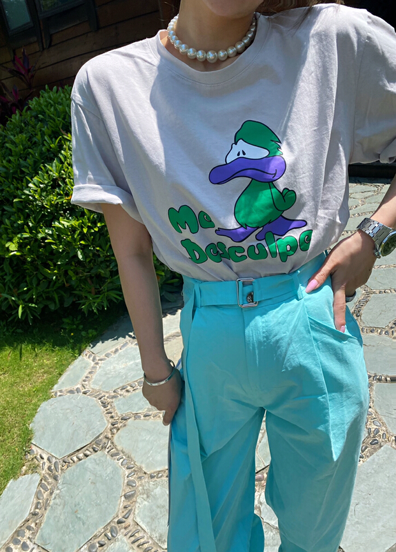 New in early summer! [yixuanru] Korean print Pullover short sleeve T-shirt 0085# ozq