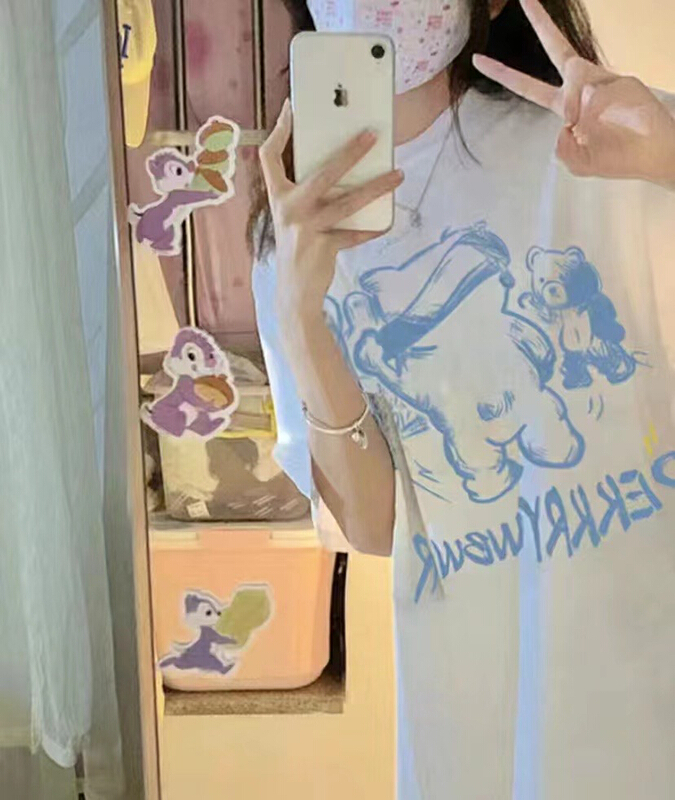 [j.2] Korean bear design loose short sleeve T-shirt 4552# LSW