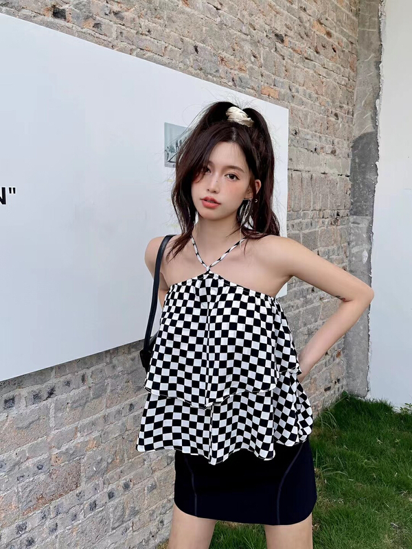 [Dore Dore] neck hanging chessboard vest / sling 1237# ozq