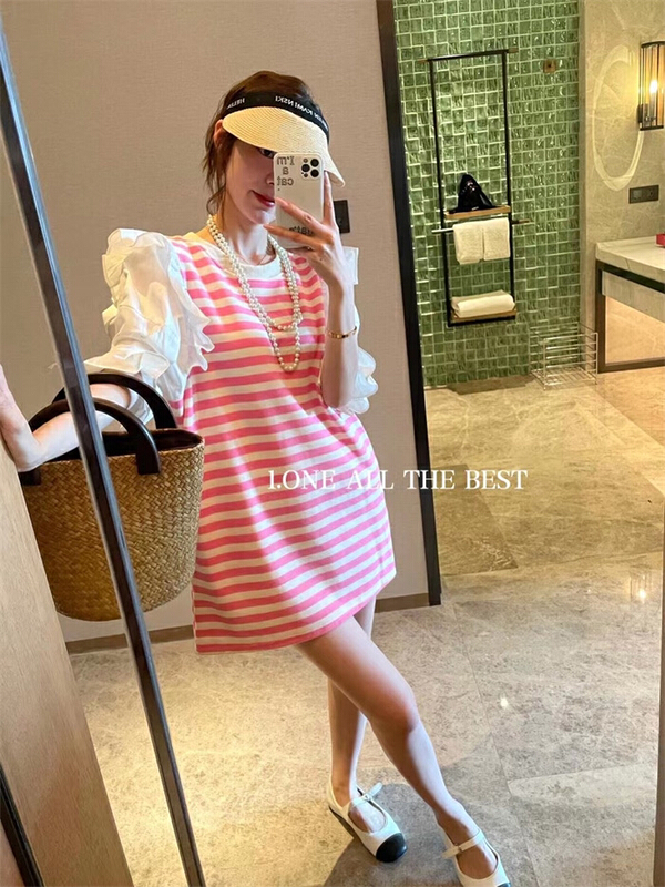 [Xiaoxiaojia] lotus leaf collar loose cotton dress 80510# WTT