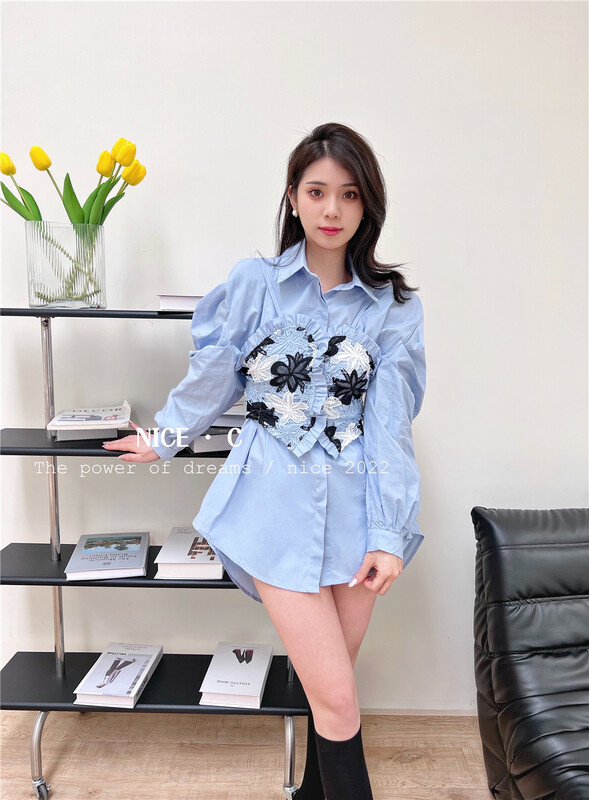 New year in early spring! [nice. C] gentle wind lady foreign style vest + simple shirt suit 8811# jhy