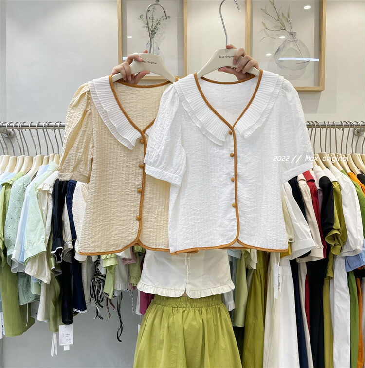 [Max original] Korean style contrast color single breasted shirt 98205# HBx
