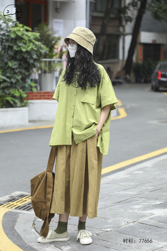 [original three element clothes] simple temperament casual loose shirt 77656# XYJ
