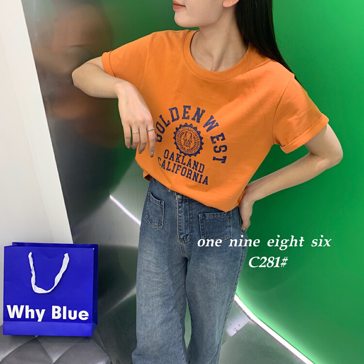 New year in early spring! [1986] alphabet print versatile short sleeve T-shirt c281# XYY