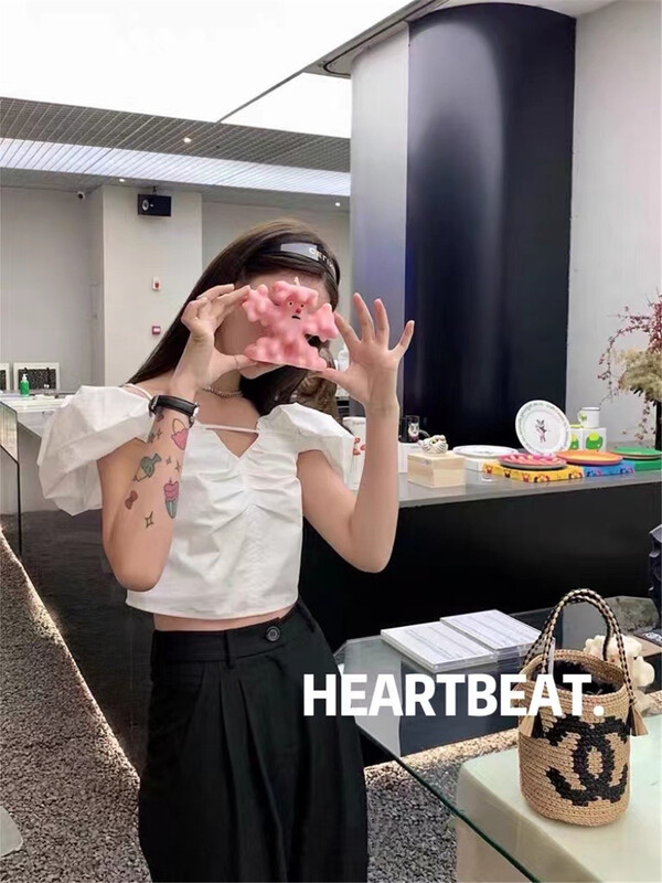 [Heartbeat] slim and comfortable small shirt with sling h4062# L