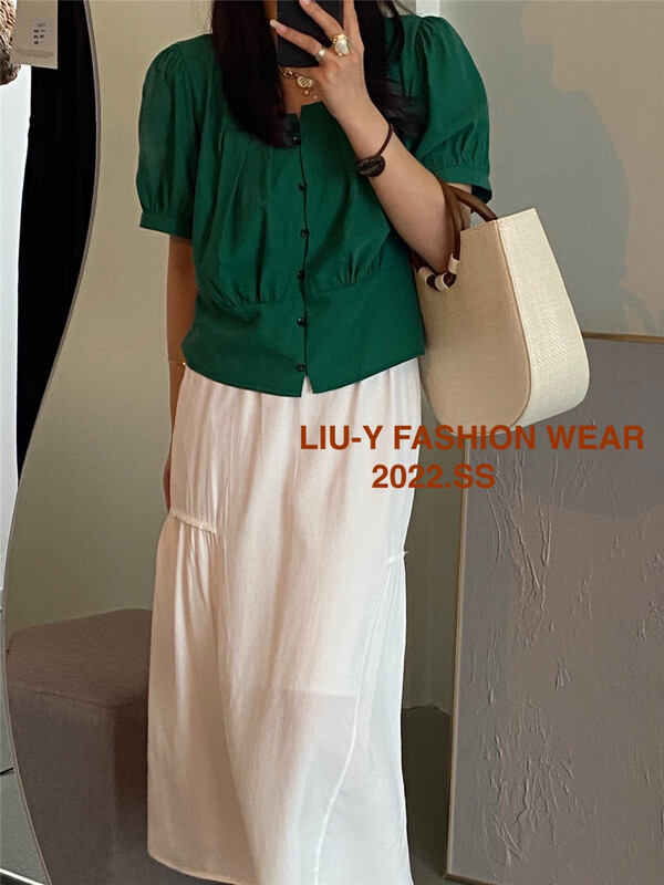 [Liu. Y] round neck single breasted fashion shirt 0632# L