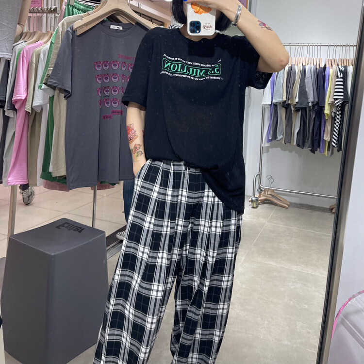 [two percent] fashion temperament versatile short sleeve T-shirt 1032# LSL
