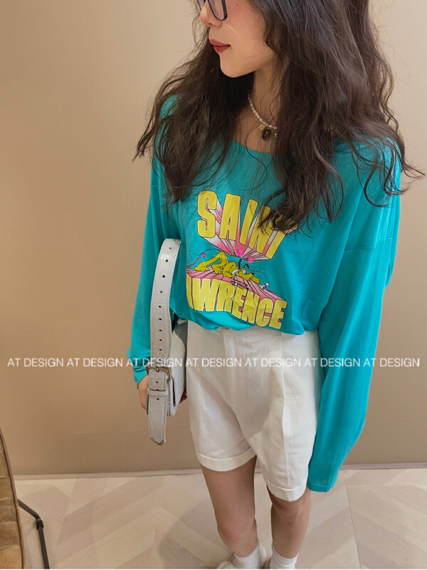 [at] casual letter printed back sunscreen shirt 57012# LSL