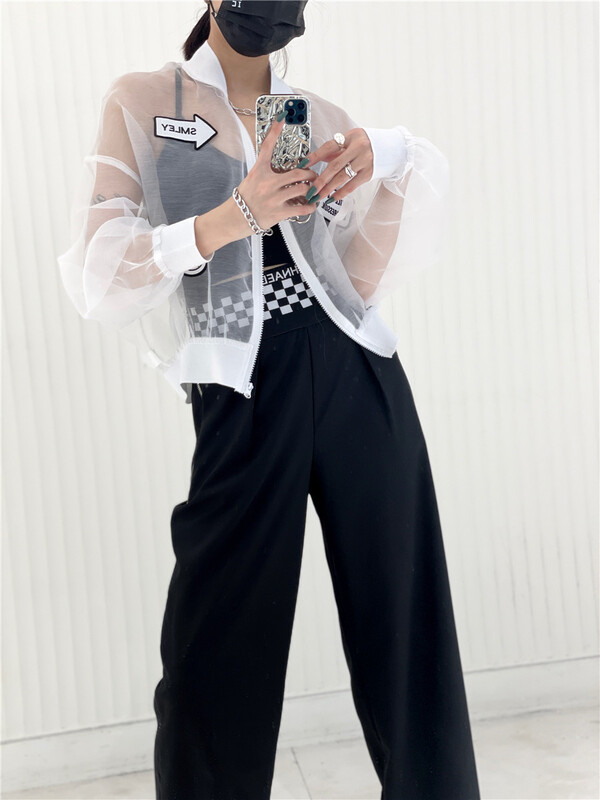 【ERIC】棒球服領字母印花透明防曬衫  2203#  OZQ