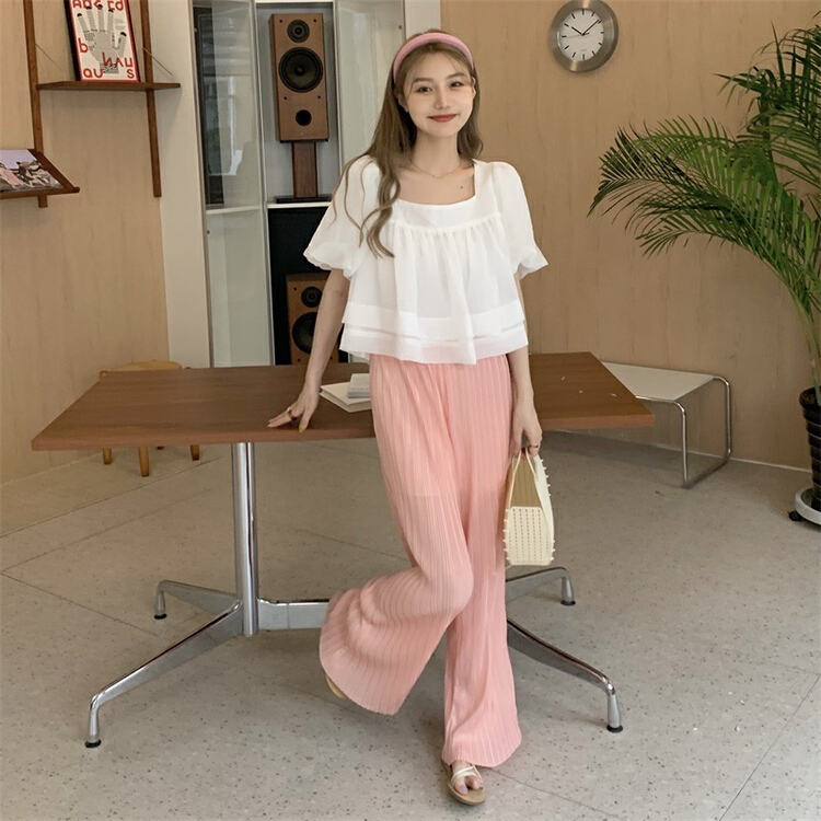 New in early summer! [timely rain] Han Feng ins sweet pure wind design feeling high waist versatile pleated floor dragging casual pants 99958# WPL
