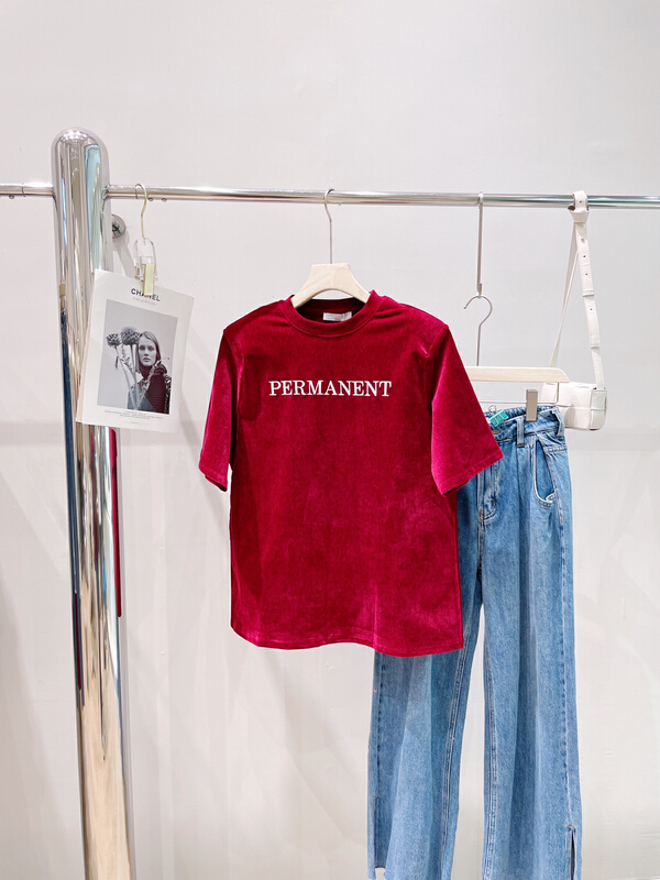 New year in early spring! [sun] letter printed round neck Pullover short sleeve T-shirt 10313l# YYW