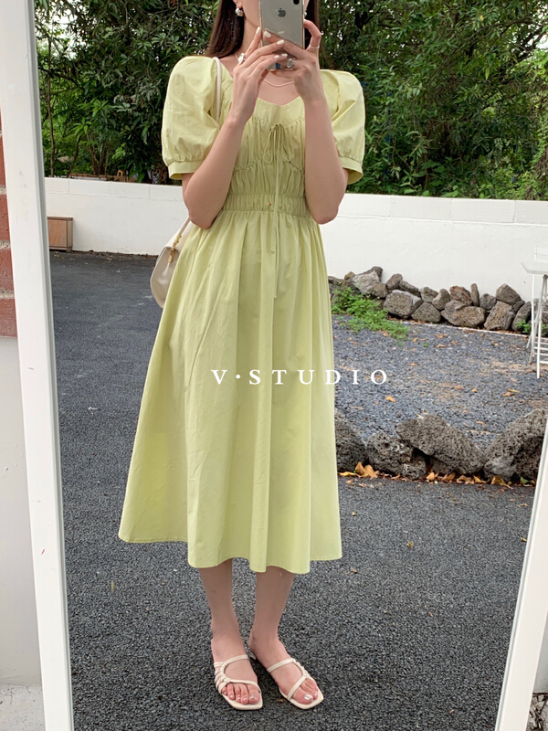 [v.studio] bubble sleeve age reducing sweet dress 8832# zjy