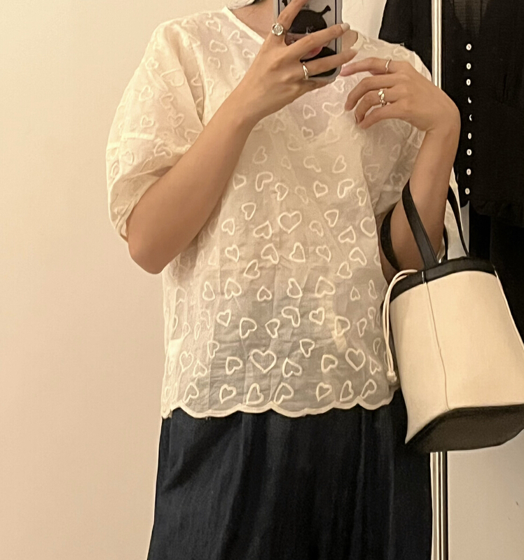 [tototellme] Korean love jacquard short shirt 20482# HBx