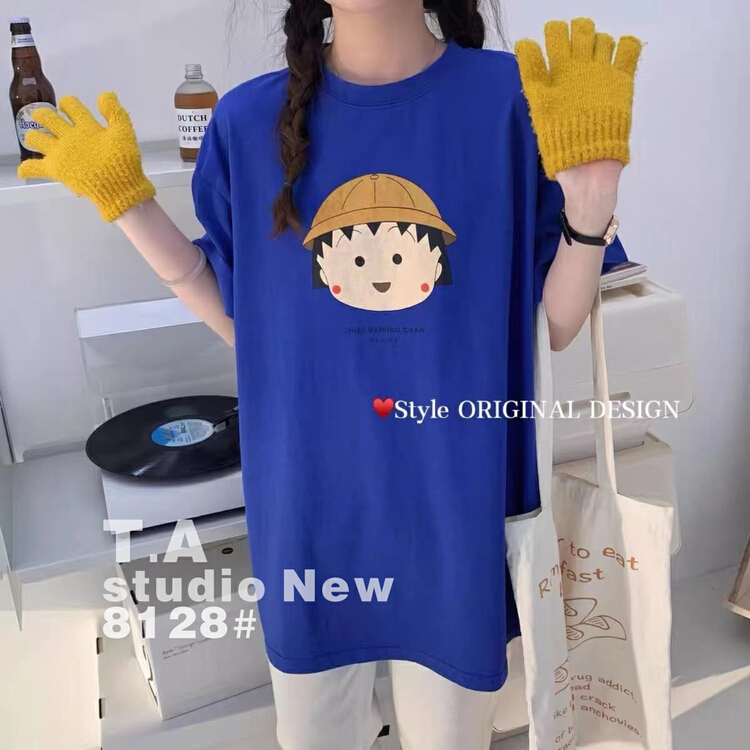 [TA +] Korean casual cartoon printed short sleeve T-shirt 8128# XYY