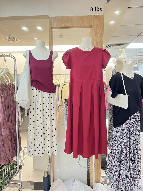 [Yimei] Korean wave dot print medium length skirt 9023# LSL