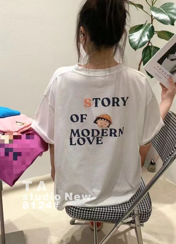 [TA +] printed round neck Korean Short Sleeve T-shirt 8124# XYY