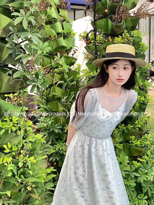 New in early summer! [x.p.g] Korean slim and slim floral suspender skirt + solid dress set 20920# hjy