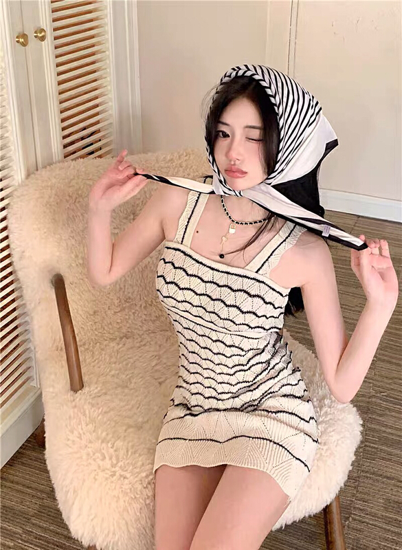 【丹靈】條紋修身套頭連衣裙  1080#  PCZ