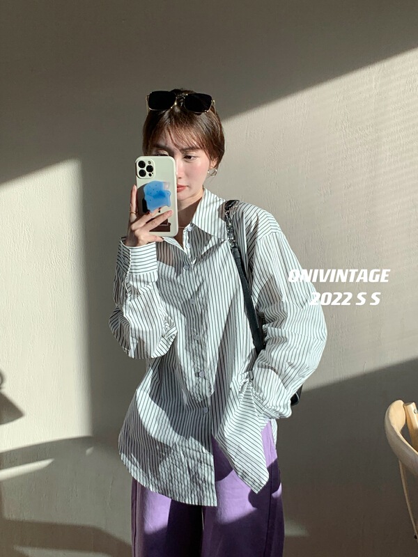 New year in early spring! [onivinage oni] classic stripe design versatile shirt oh22s4506# zxl