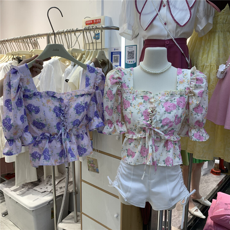 [Julia] one shoulder floral temperament small shirt ys1-986# PCZ
