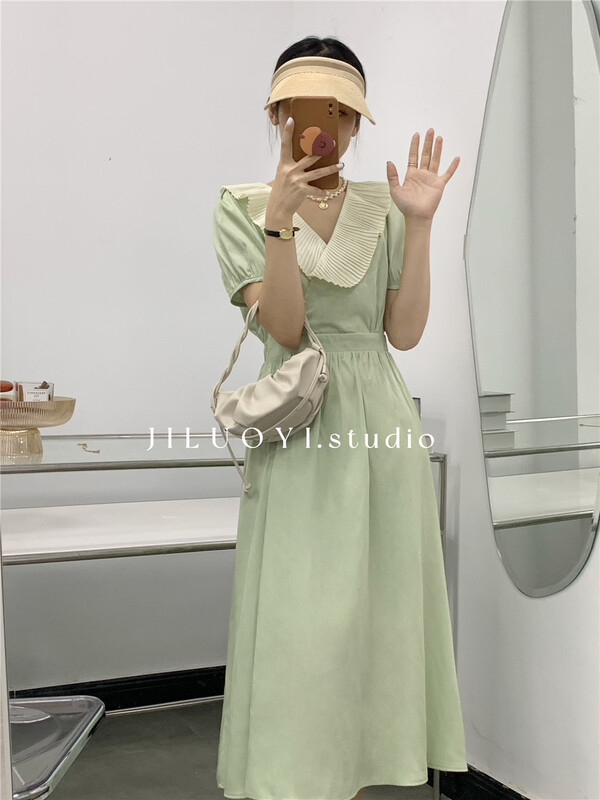 [Luo Yi] lady color matching temperament dress 9763# L