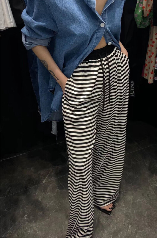 [buyer Yan Xuan - God of wealth] personalized striped loose tie casual pants 1372-1# Cl