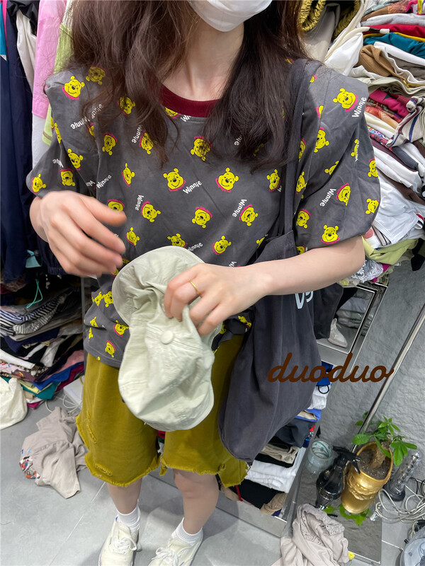 [dodo] bear print fashion short sleeve T-shirt 0366# LSL