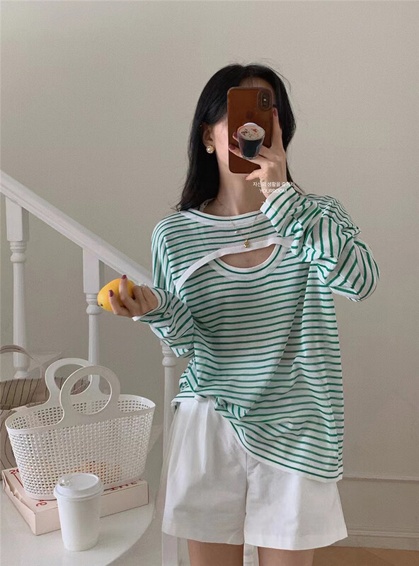 [Susan] basic versatile stripe long sleeve T-shirt 18517# LSW