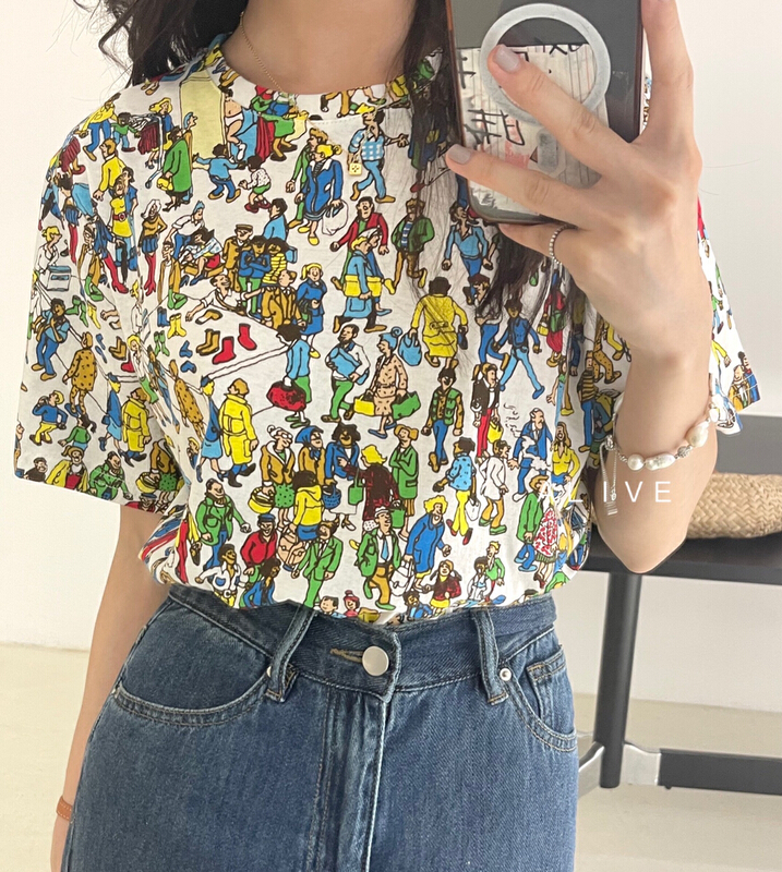 [alive] personalized character print short sleeve T-shirt a11032# lwy