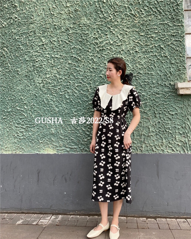 [Gusha] flower print slim dress ys1-6137# WPL