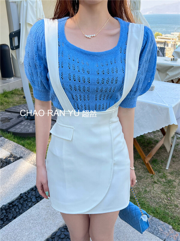 New year in early spring! [Cr] Korean U-neck hollowed out short sleeve sweater ys1-989# PCZ