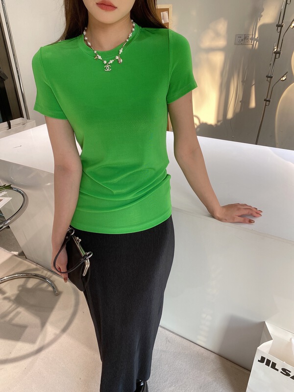 New year in early spring! [modern 197] Korean version simple net color short sleeve T-shirt 5336# zyh