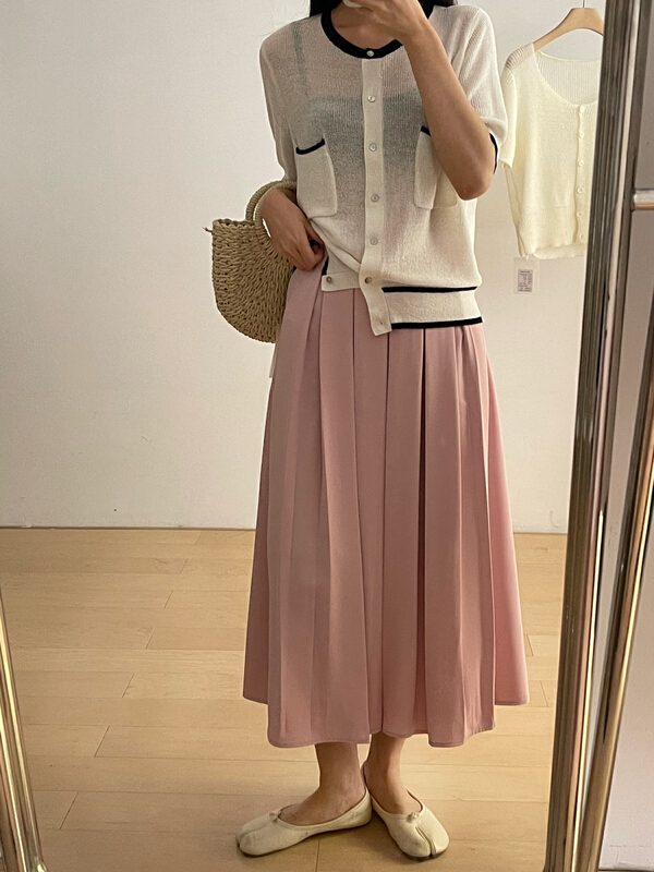 [bloom place] French high waist pleated skirt q6262# CLS