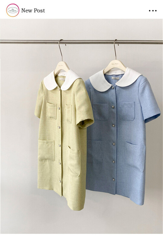 New in early summer! [new post] color blocking small fragrance aging fashion dress (detachable collar) 7797# cqw