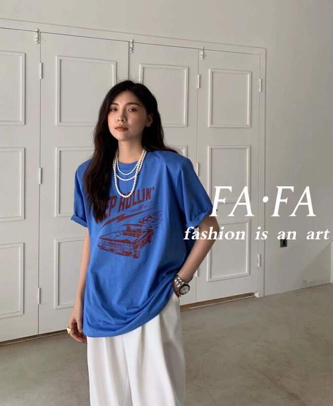 初夏上新!【FAFA】墊肩字母百搭短袖T恤  16981#  ZXL