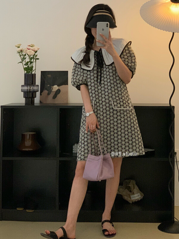 [RS] doll neck loose short sleeve dress dh2162# XYY