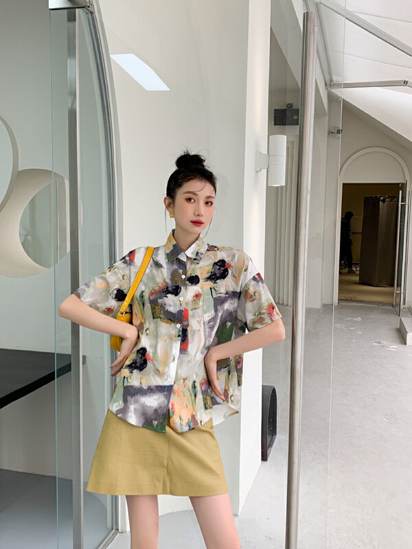 New in early summer! [AC] fashion salt Vintage flower shirt 6814# JJ