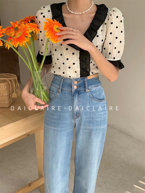 [buyer Yan Xuan Dai Jiaer] Korean wide leg casual jeans f90856# Cl