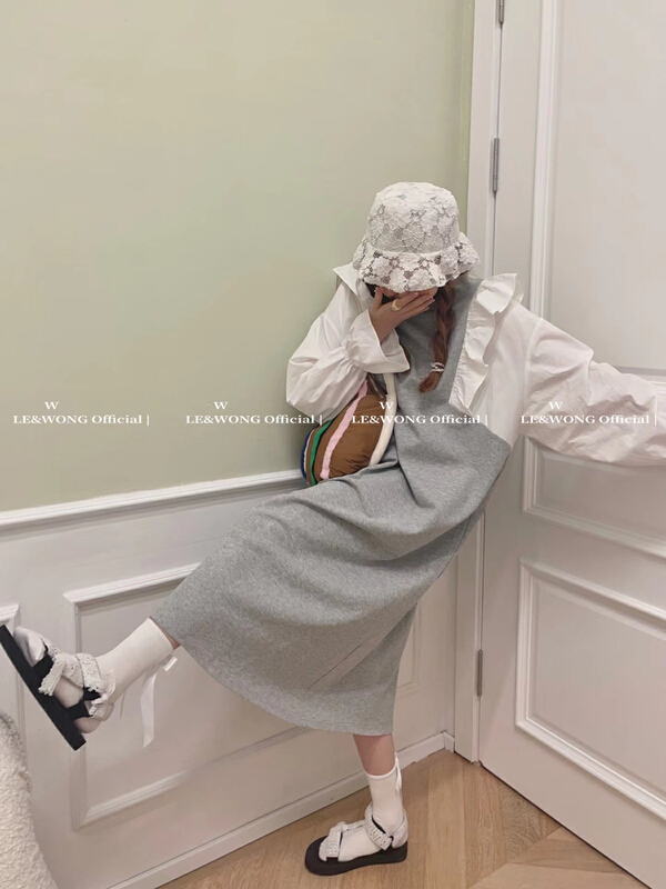 goods in stock! Update in advance! 6829# [le & Wong] simple fake two-piece flying sleeve dress ys1-6829# WTT