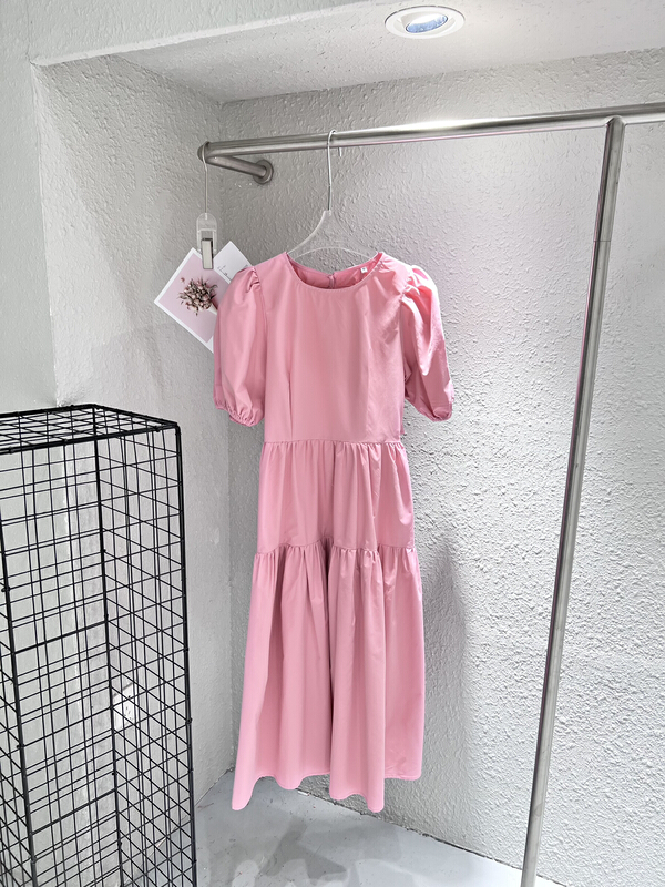 New in early summer! [Feimao Philippine cat] fashion round neck medium length dress ym-7480# LSL