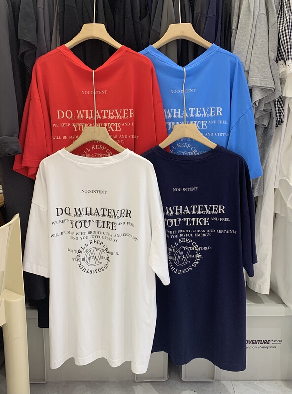 [sanbara] letter print fashion aging short sleeve T-shirt 9518# LSW