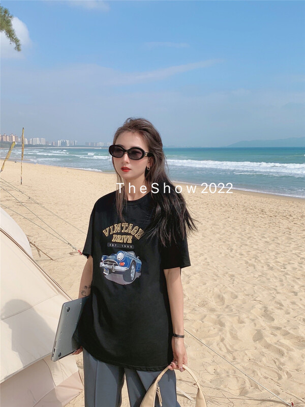 Original price 50.76! New in early summer! [the show] Korean fashion car loose short sleeve T-shirt 20157# CLS