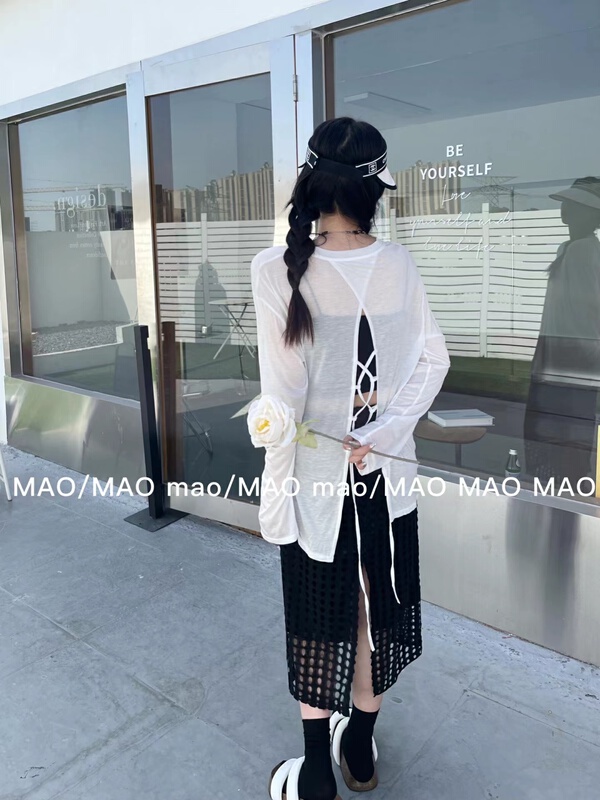 [Maomao] back lace up printed loose sunscreen shirt 9061# WTT