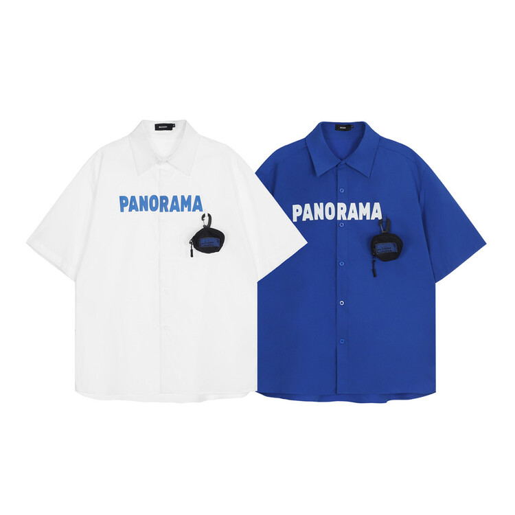 [Max] personalized letter printed loose shirt (with detachable bag) 6605# ZSY