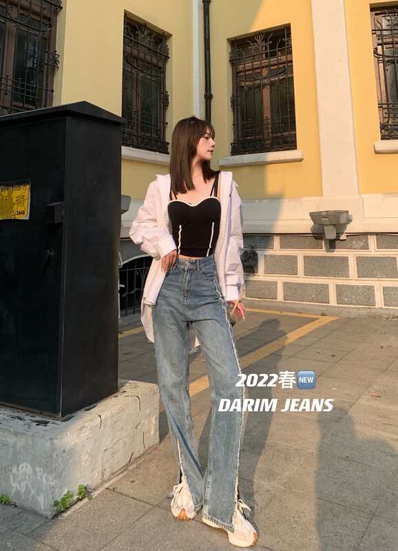 goods in stock! New year in early spring! [X1] split stitched jeans w134# LSL